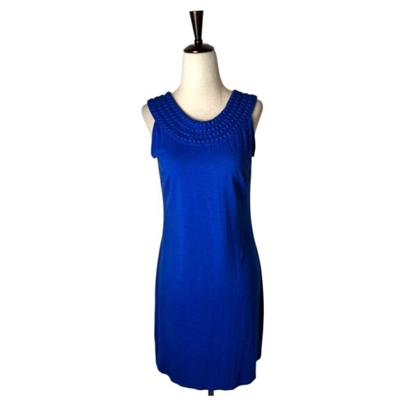 Tommy Bahama Dress Women XXS Blue Knit‎ Pearl Embroidered Shift Mini Preppy - Picture 2 of 9